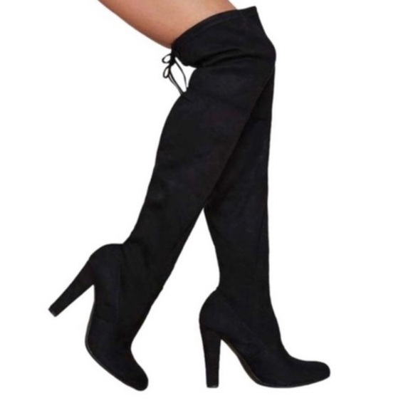 NEW in Box! Steve Madden Black Suede Over the Knee Lace up Boot. Size 8.5 - Picture 2 of 4
